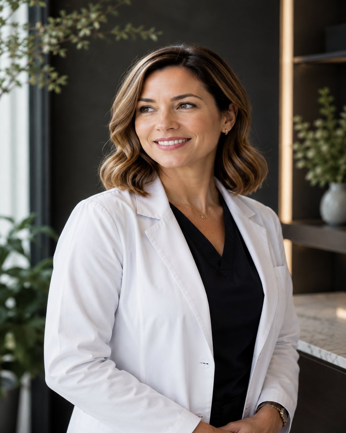 A nurse practitioner in an aesthetics treatment room
